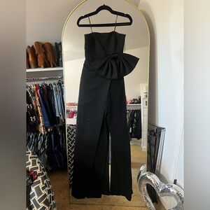 Elegant Black Strapless Evening Jumpsuit